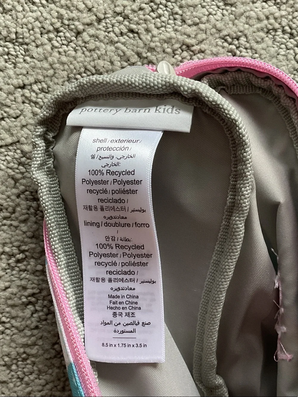 Pottery Barn Kids Aqua & Pink Unicorn Backpack and pencil case with Rainbows 565